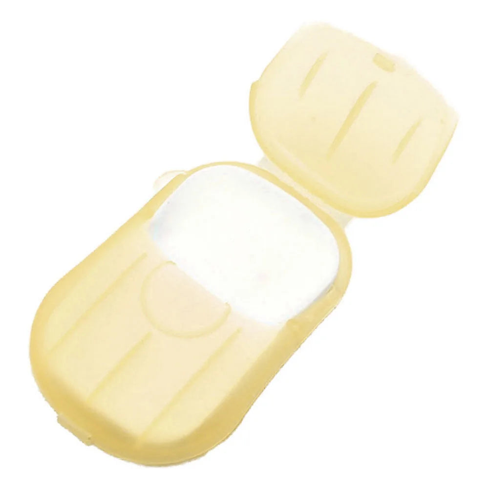 20Pcs Disposable Travel Soap Paper Sheets Skin Friendly Mini Paper Soap Sheets with Box Paper Soap for Camping Hiking