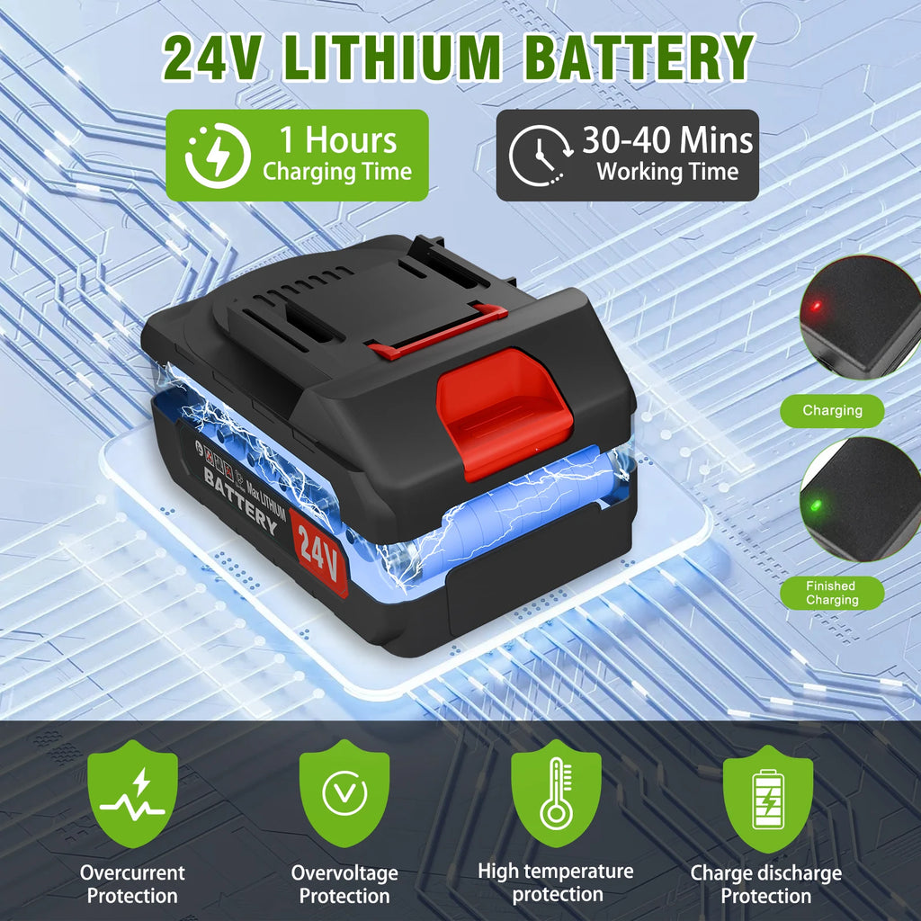 2-in-1 Cordless Electric  Lawn Mower Brushless Edger Eater Grass String Trimmer Cutter 650W 18000 RPM With 24V Two Battery Adjustable For Garden Tool