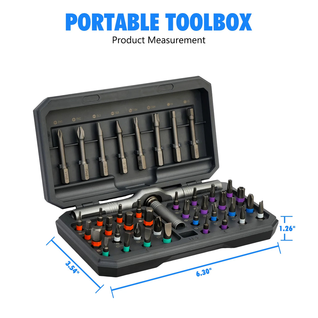 42-in-1 Magnetic Screwdriver Set T-handle Multifunctional Ratchet Screwdriver Bit Kit for Household DIY Bicycle Repair