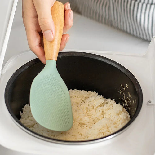 1Pcs Silicone Non-Stick Cooking High-Temperature-Resistant Spoon Anti-Scalding Pot Rice Durable Kitchen Gadgets Rice Spoon
