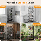 MCQ Wooden Storage Standing 5 Tiers Display Bookshelf Sturdy Structure Graduated Shelves Adjustable Feet for Living Room