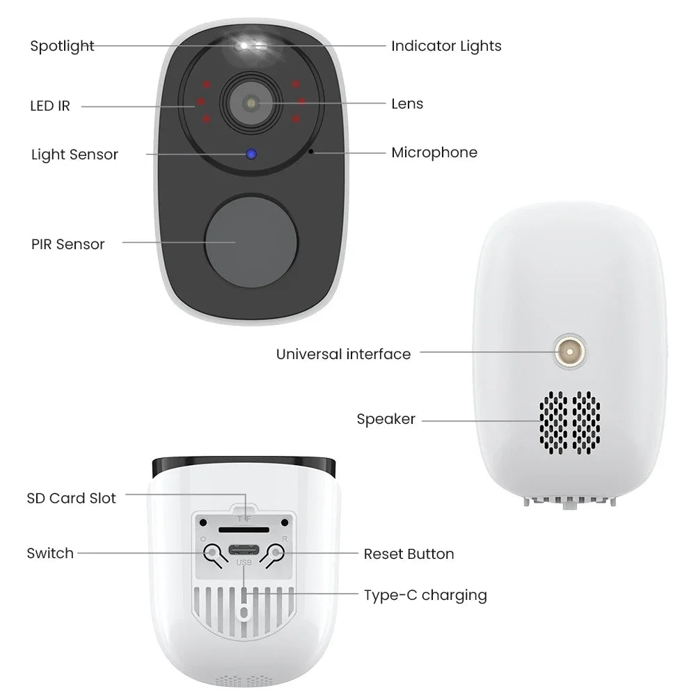 H.VIEW PIR Battery Powered Camera Wireless Outdoor, 2K 3MP WiFi Security Camera with Spotlight Siren, 2-Way Audio, Waterproof