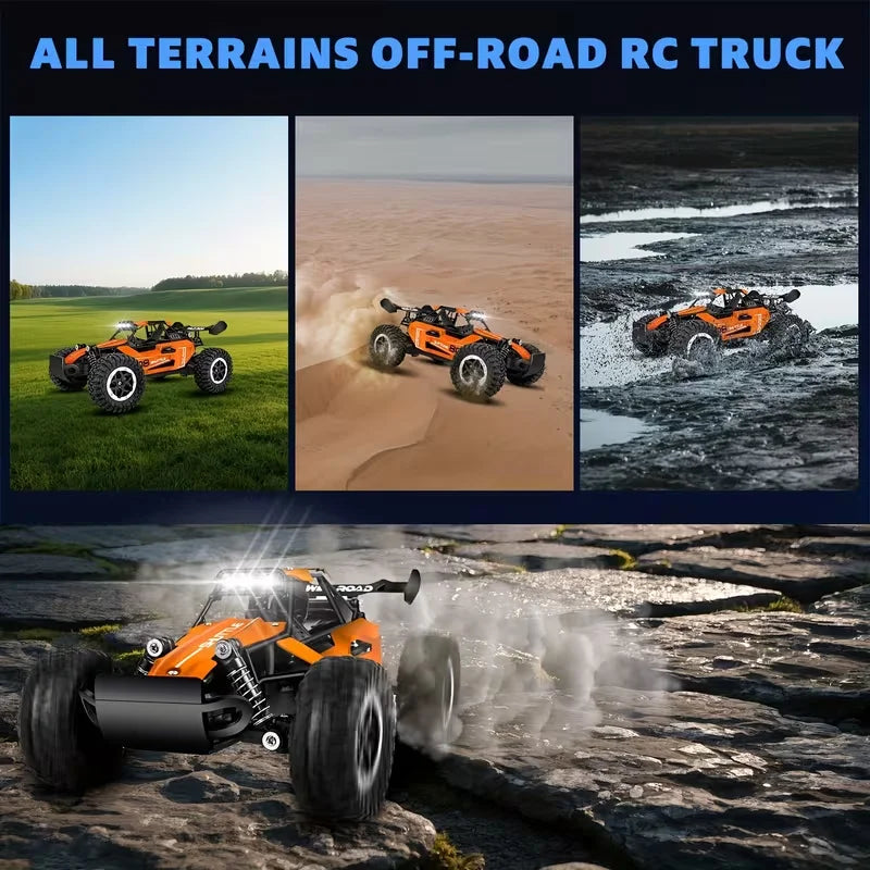 1:16 Scale Remote Control Monster Truck High Speeds 20KMH Off-Road RC Car with LED Lights for Adults Kids Durable Gift Ready for