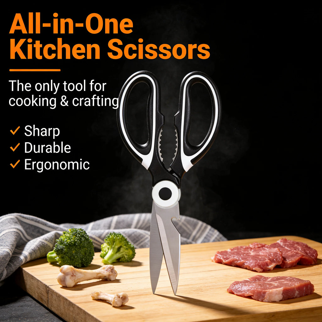 All In One Multipurpose Kitchen Scissors Heavy Duty Sharp Ergonomic Shears for Cooking Craft Office Home Daily Use