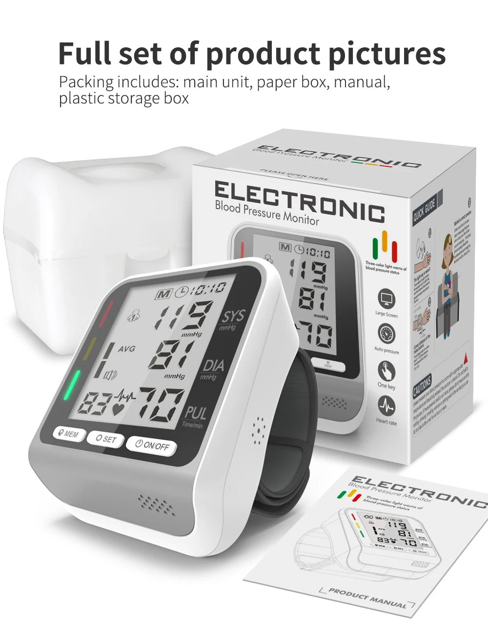 Tensiometer Or Finger Oximeter Medical Digital Blood Pressure Monitor Heart Rate Pulse Meter Household Automatic Tonometer