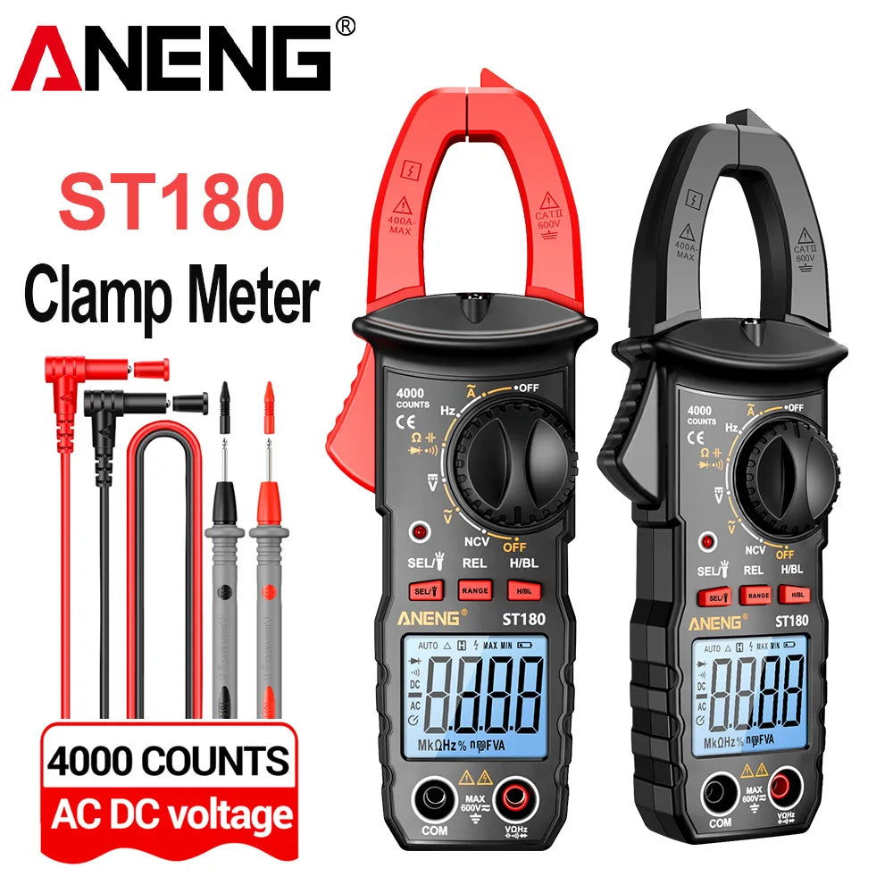 ANENG ST180 Digital Clamp Meter 4000 Counts Multimeter AC Current NCV Capacitance Resistance Frequency Tester Measurement Tool