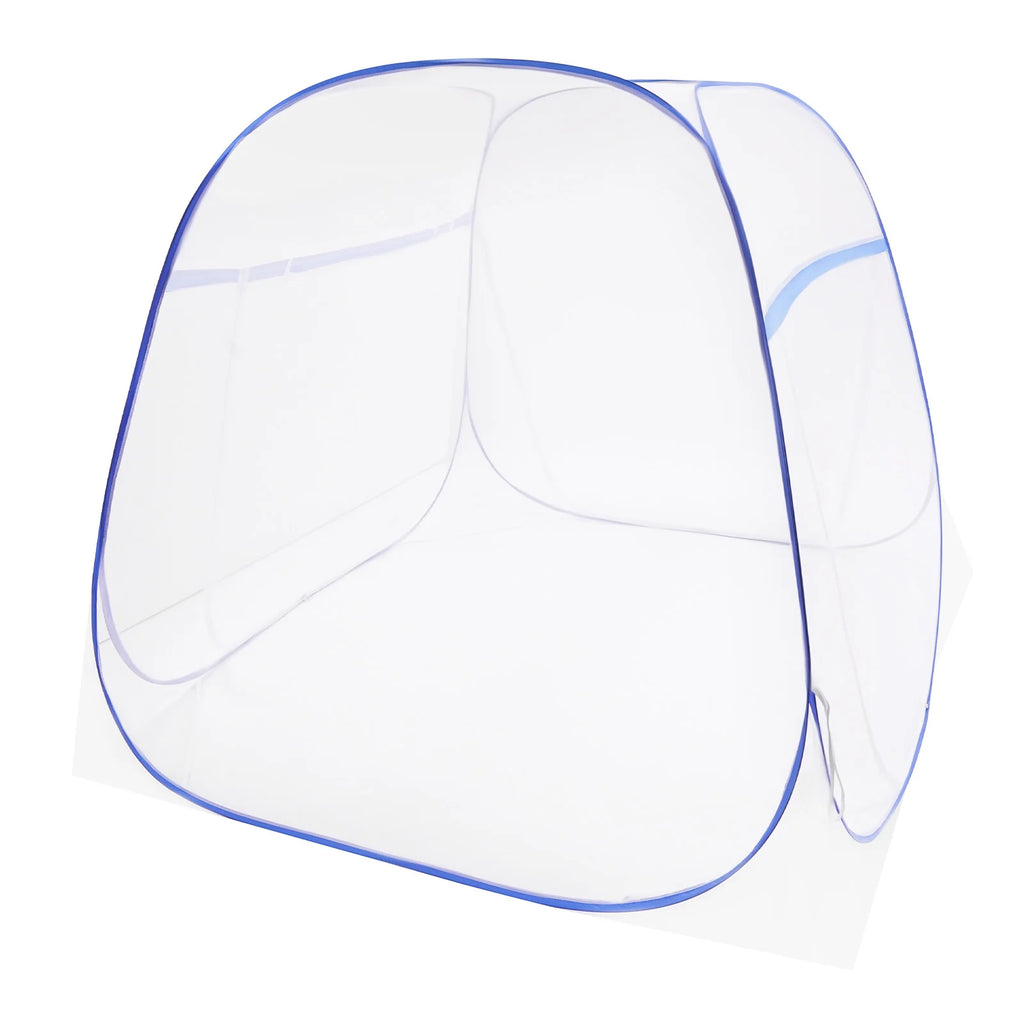 1.8M Blue Bed Cover Total Enclosed Anti-Mosquito Bed Canopy with Storage Bag Triple Door Double Zip Design Easy Installation