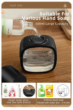 Automatic sensor soap dispenser, foam hand washing device, portable soap bottle, 500ml soap distribution device, in bathroom