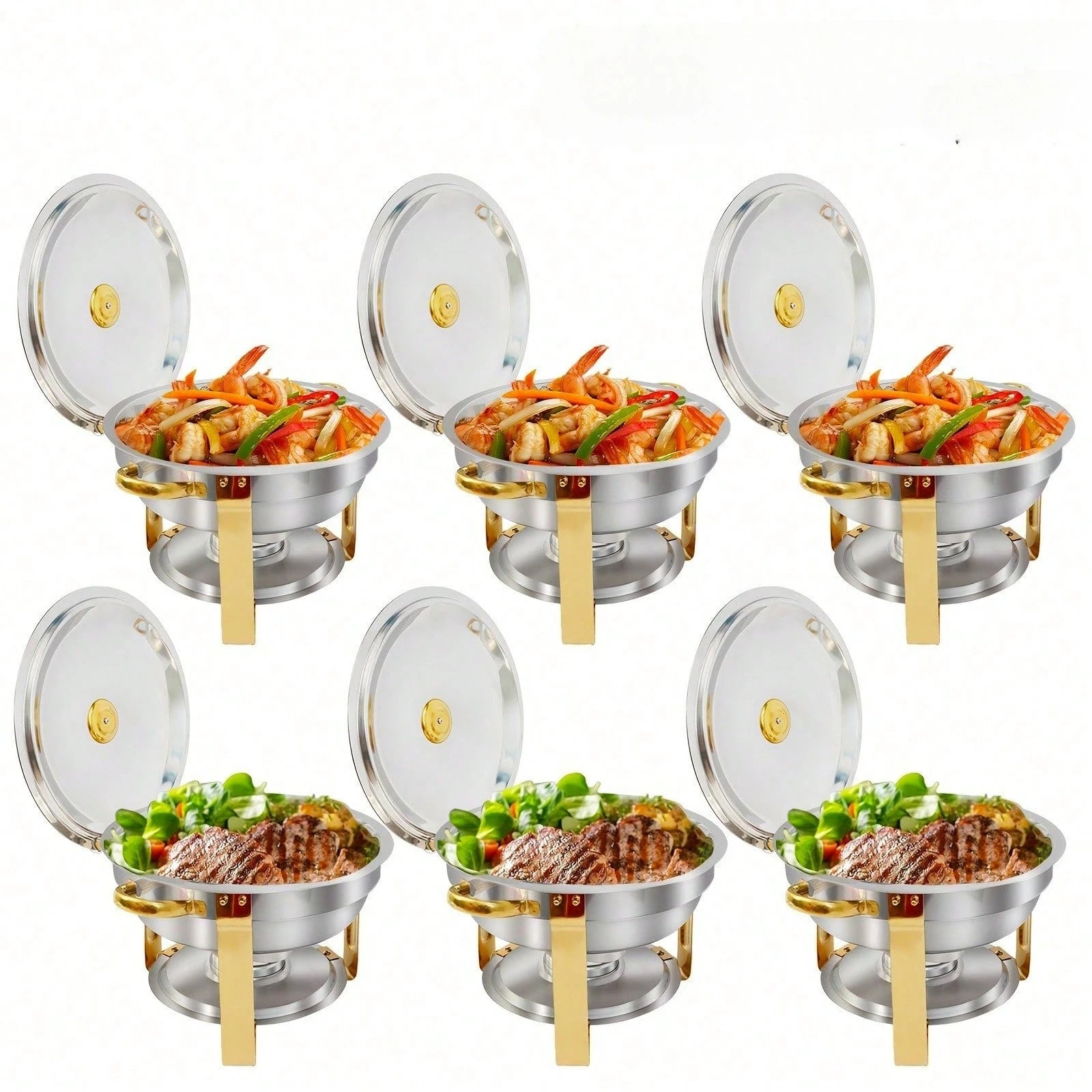 2/4/6 Pack 5QT Round Stainless Steel Baking Tray Set for buffets, family parties, holiday buffet essentials