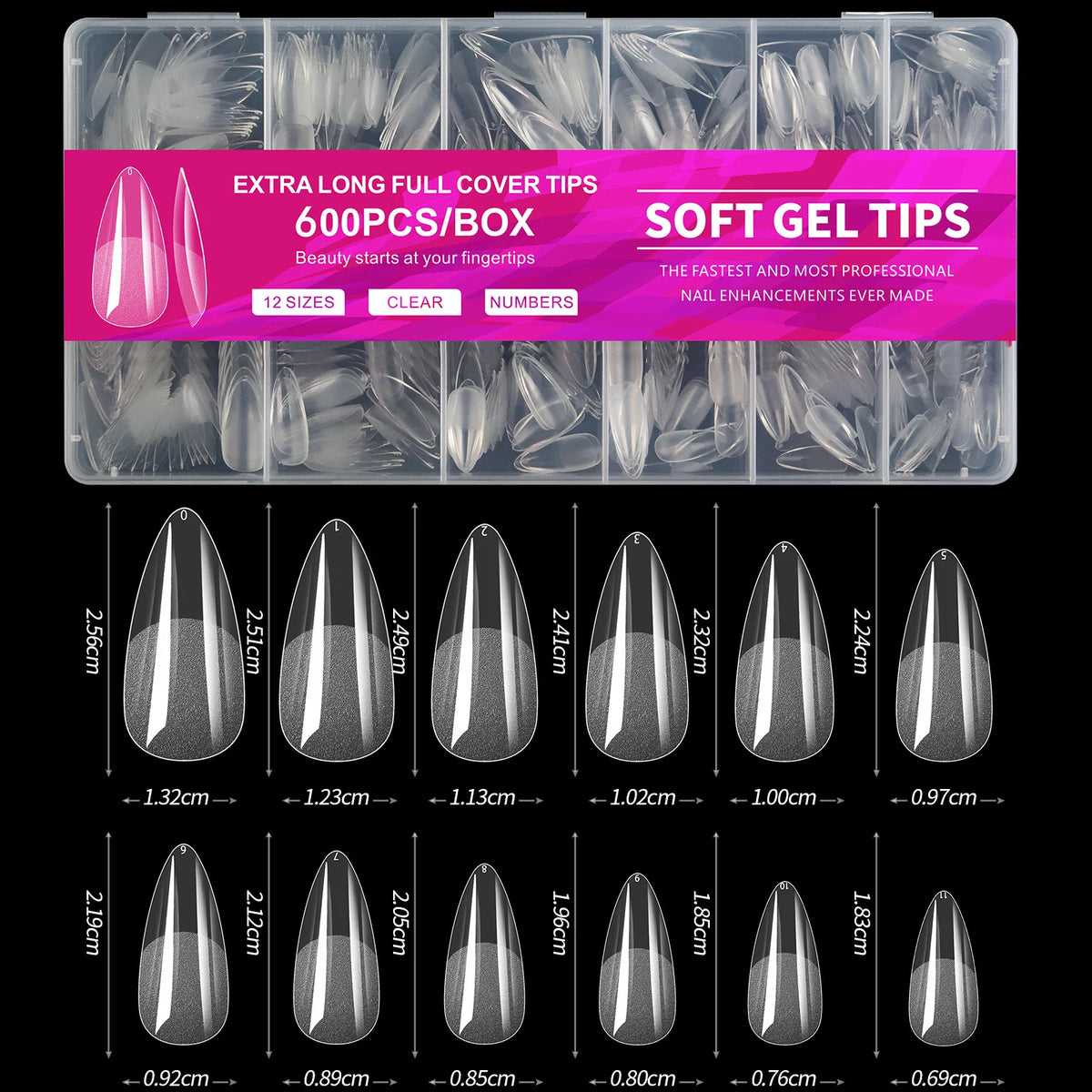 100/320/600Pcs Short Almond Nail Tips Soft Gel Nail Tips Full Cover False Nail Tips For Acrylic Nails  Salon Home Press On Nails