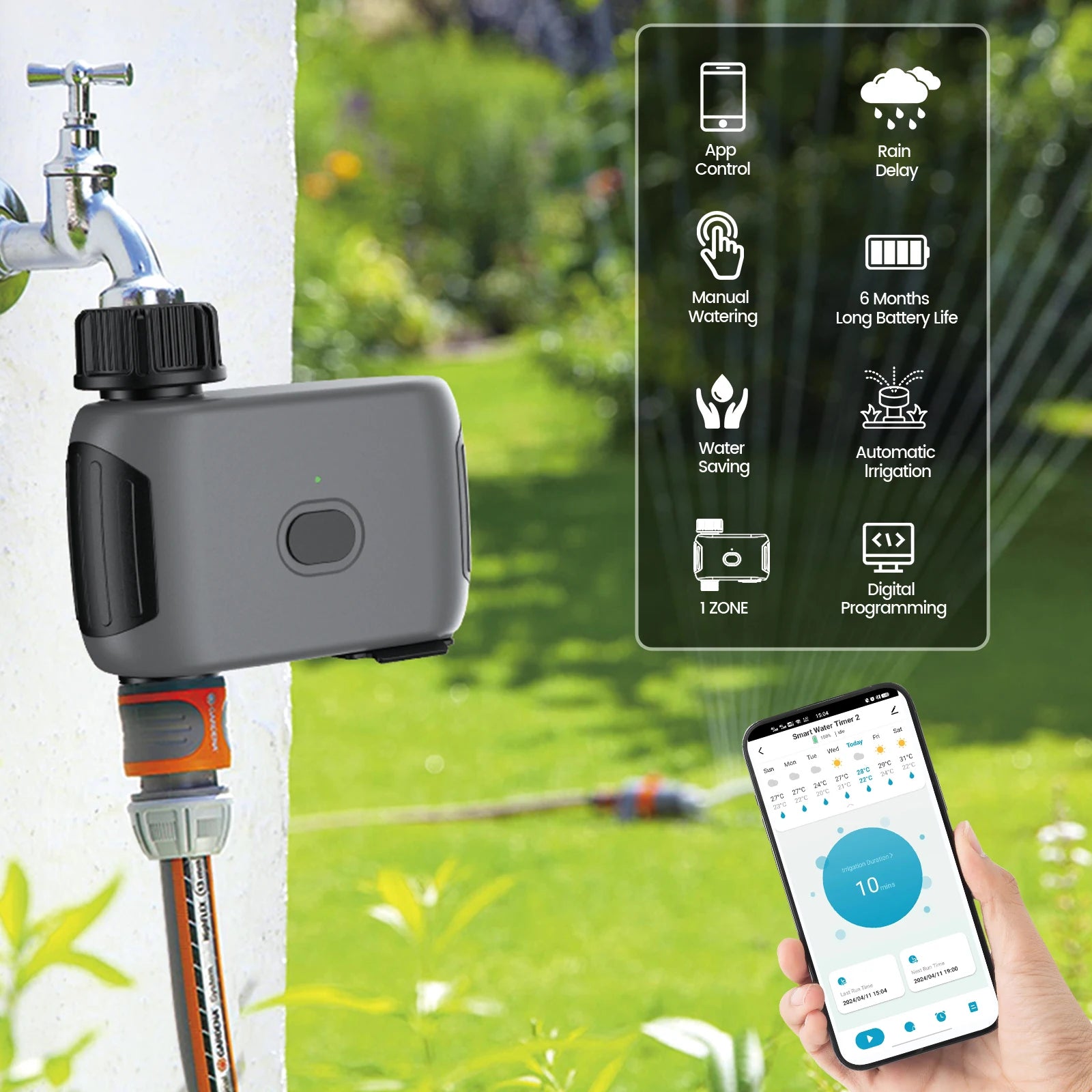 INSOMA automatic plant irrigation Smart Wifi Sprinkler Timer Remote Control Water Timer for Garden Lawn Outdoor Faucet