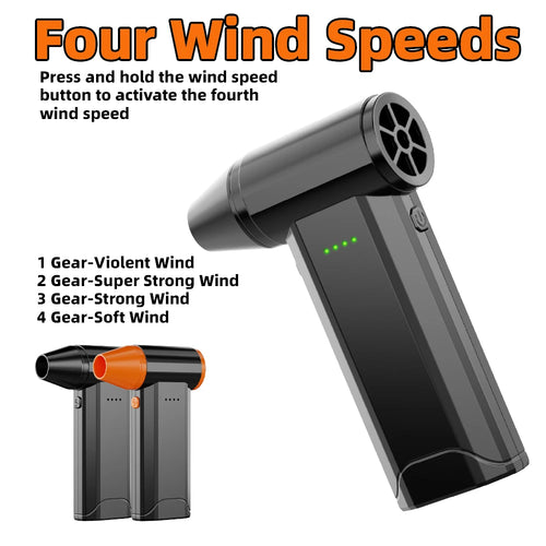 130,000 RPM Ultra-Portable Turbo Jet Fan 200g Thrust | 52m/s High Speed 2x2500mAh Batteries Type-C Fast Charging Brushless Desig