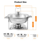 2/4 Pack Chafing Dish Buffet Set, 5QT Buffet Servers and Warmers, Round Catering Warmer with Glass Lid & Lid Holder for Party