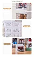 Foldable Clear Shoe Storage Organizer, Stackable Dustproof Thickened Sneaker, Shoe Box Rack Cabinet for Closet Dorm Apartment