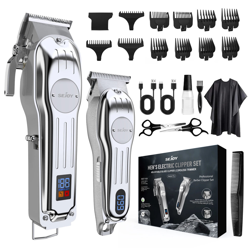 Sejoy Professional Combo Kits Hair Clipper Electric Hair Trimmer Set For Men Rechargeable Cordless Haircut Machine for Barber