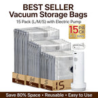 Vacuum Bags for Travel with Rechargeable air Pump, Carry-on Size Compression Packing Bags for Luggage and Suitcase, Space Saver