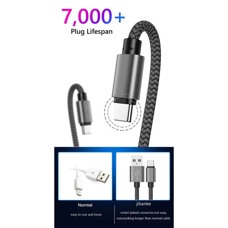 Flash sale USB A to Type C Charging Cable Nylon Data Cable Fast Charger For Huawei Samsung Android phone Type C Charging Device 1M 2M 3M