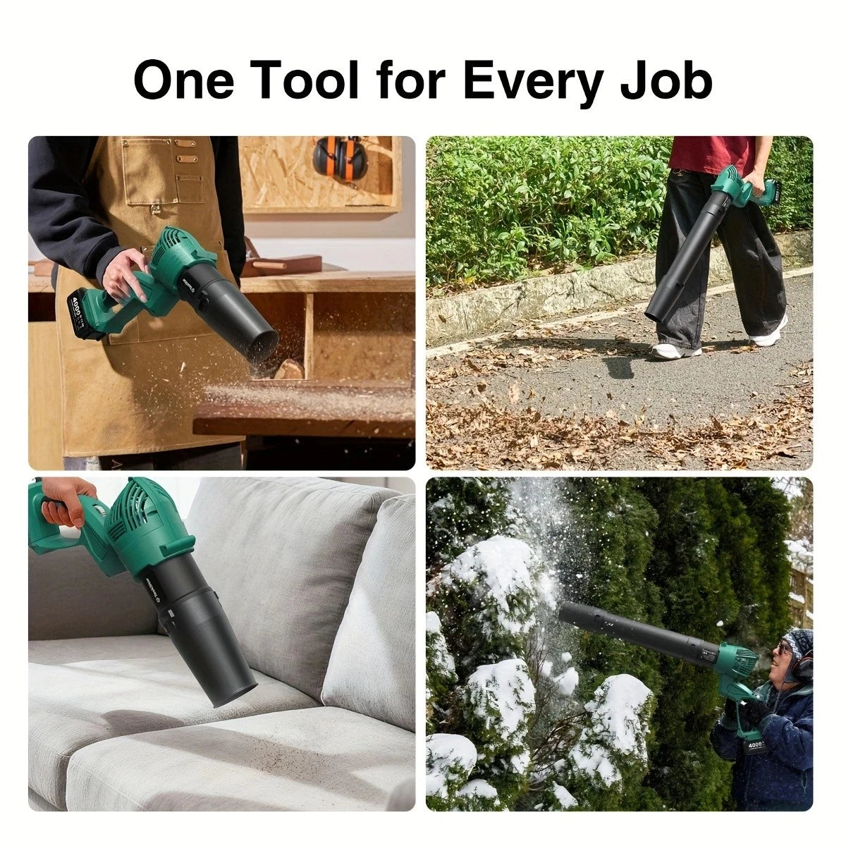 Taskstar Leaf Blower for Lawn 550CFM Electric Cordless Small Blower with Swivel Head, 2*4000mAh Battery & Charger 21V Airblower for Clean Car Patio Yard, Blowing Leaves / Dust Removal