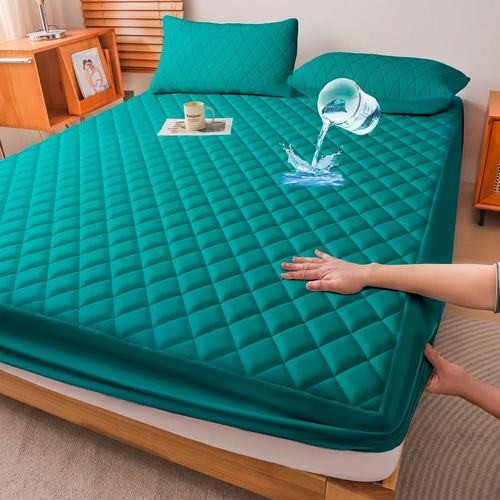 1Pc Waterproof Mattress Protector, thickened skin-friendly quilted bed cover with deep pocket, breathable bedroom bedding