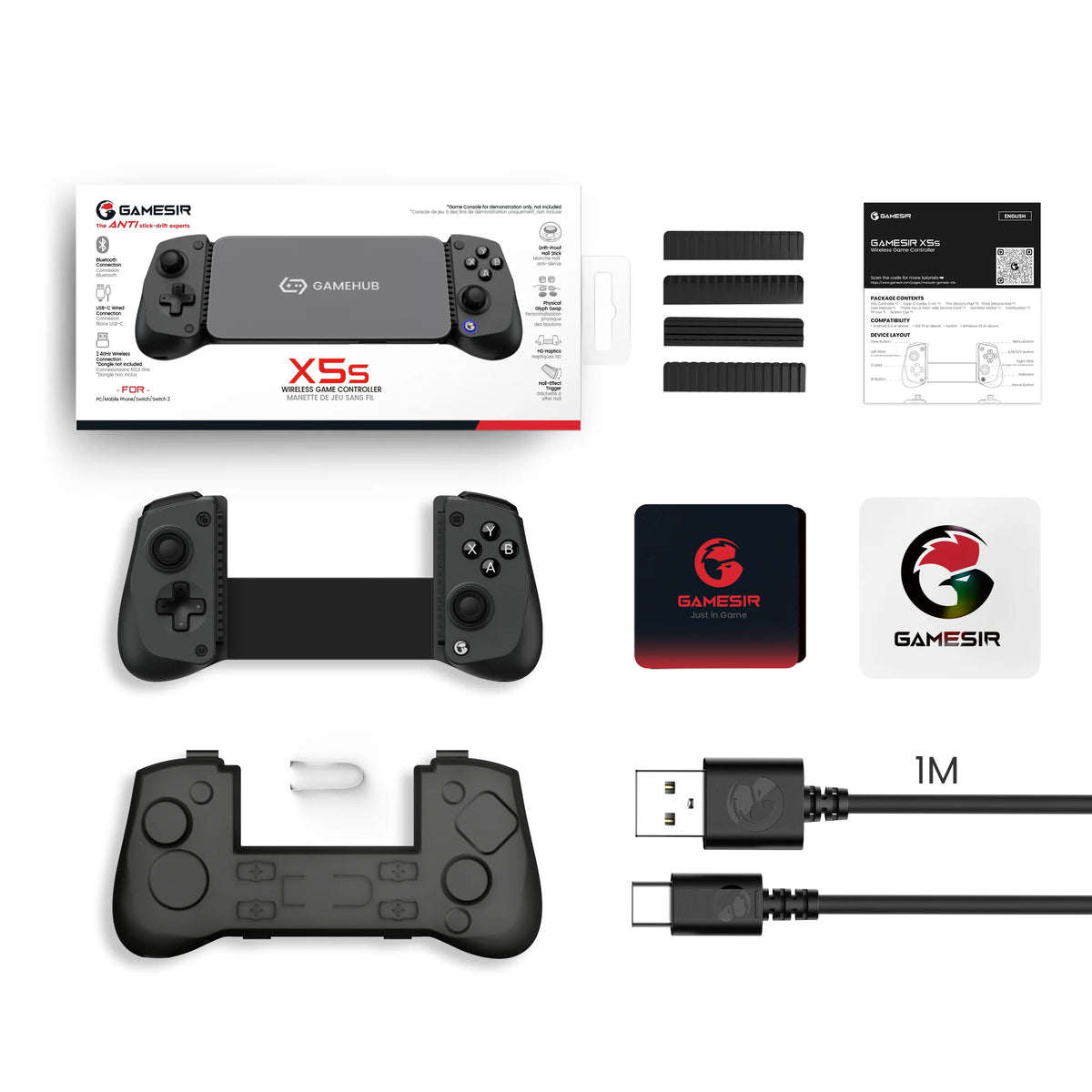 GameSir X5s Wireless Mobile Gaming Controller Bluetooth 2.4GHZ Connection Lightweight Design Hall Effect, No-Drift, App Customization