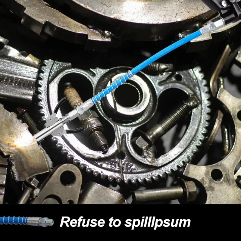 30cm10000PSI Heavy Duty Grease Gun Hose, 1/8 NPT Flexible Lubrication Extension Hose with Spring Protection for Auto Maintenance