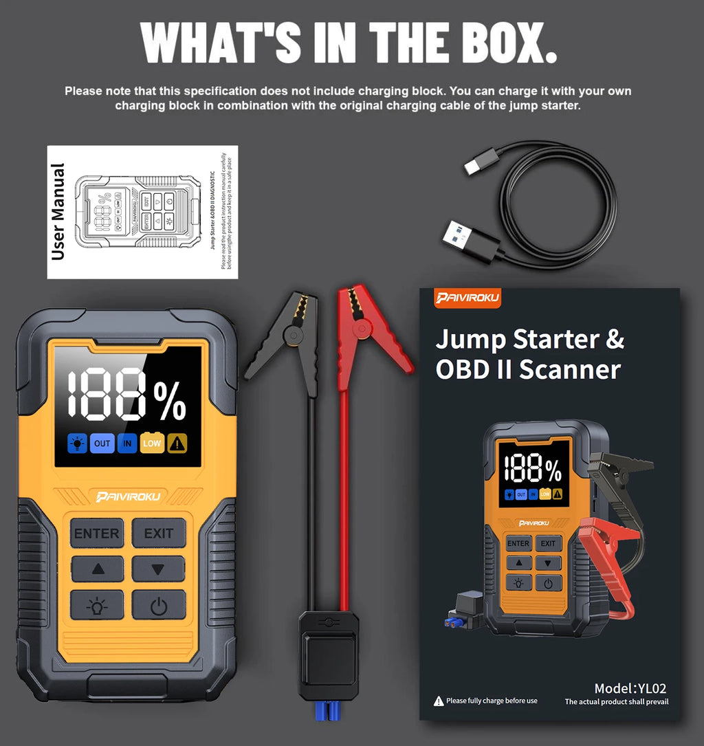 Car Battery Jump Starter with OBD2 Scanner 5000A Battery Jumper Starter，Code Reader for Check Engine Light, Diagnostic Tool