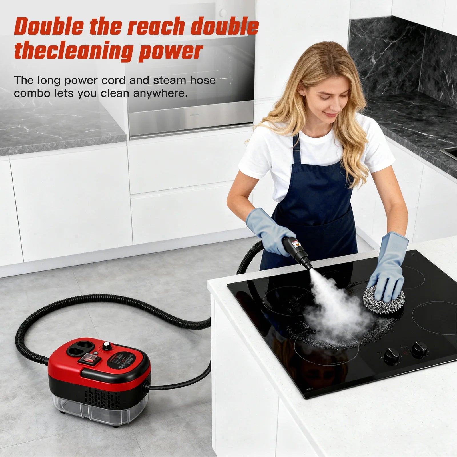 Portable Steam Cleaner 2500W 1200ML Handheld Air Conditioner Kitchen Hood High-Temperature 105°C Adjustable 6 Levels 20 Accessories Car Cleaning Machine Home Appliances