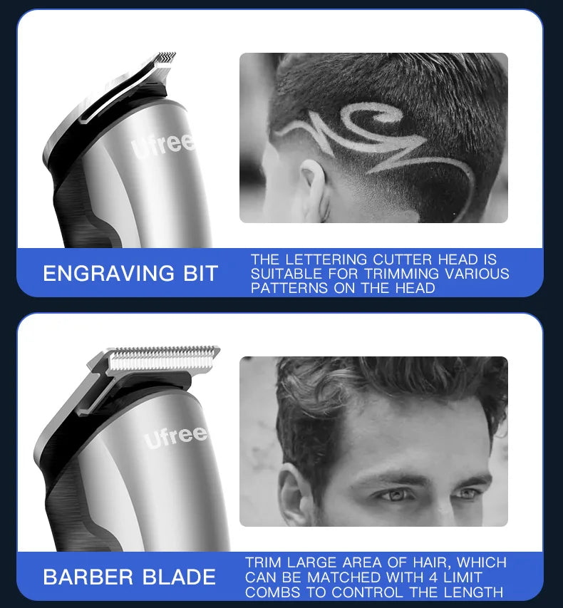 Ufree Electric Hair Cutting Machine Beard Trimmer Hair Clipper Rechargeable Man Shaver Trimmer Barber Professional Hair Trimmer