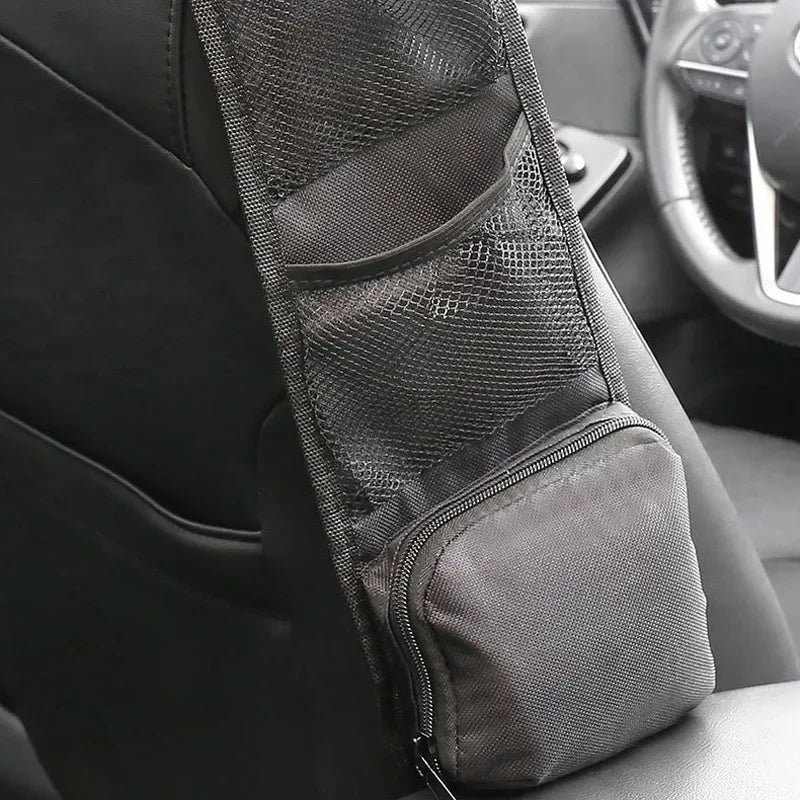 1pcs Car Seat Back Hanging Bag Oxford Cloth Waterproof Thermal Pressure Resistant Handle Side Storage Bag Vehicle Compression