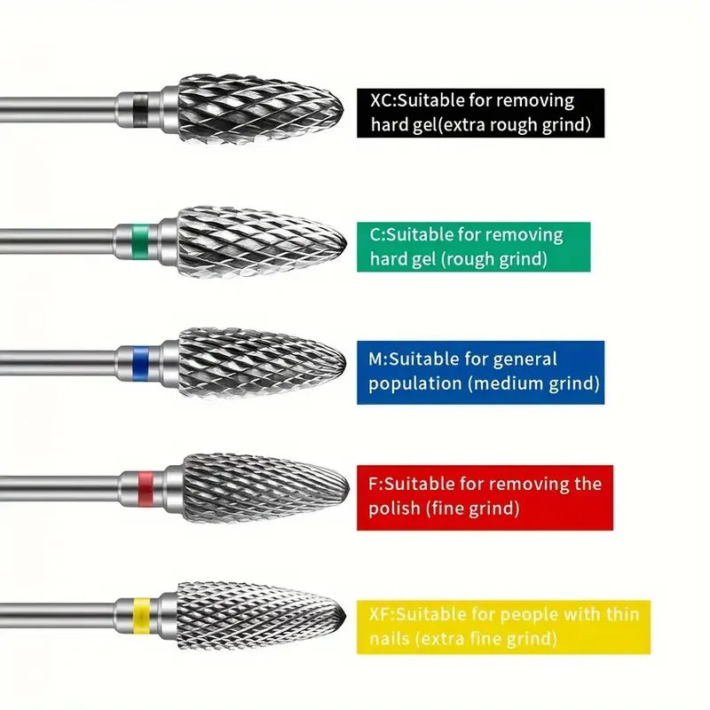 Tungsten Carbid Nail Drill Bits Electric Manicure Drill Accessory Milling Cutters for Nail Gel Polish Remover Nail Tools Efiles
