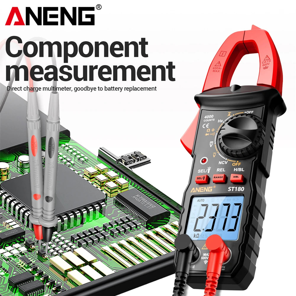 ANENG ST180 Digital Clamp Meter 4000 Counts Multimeter AC Current NCV Capacitance Resistance Frequency Tester Measurement Tool