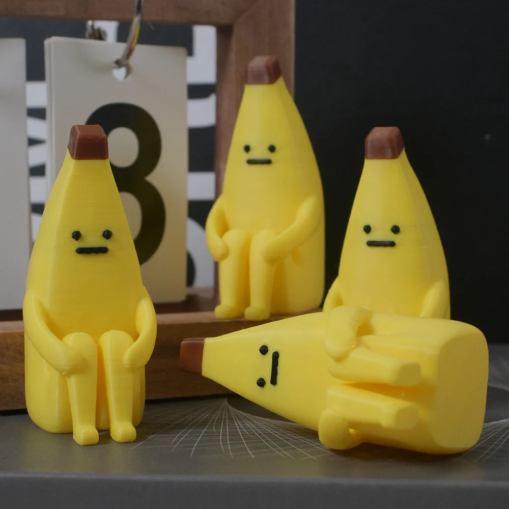 Anxious Banana 3D Printed Figurines – Durable Pla Decor for Home, Office & Car, Giftable