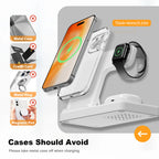 15W Magnetic Wireless Charger Stand Foldable 3 In 1 Fast Charging Sation for iPhone 17- 12 Pro Max Apple Watch 8 7 Airpods Pro