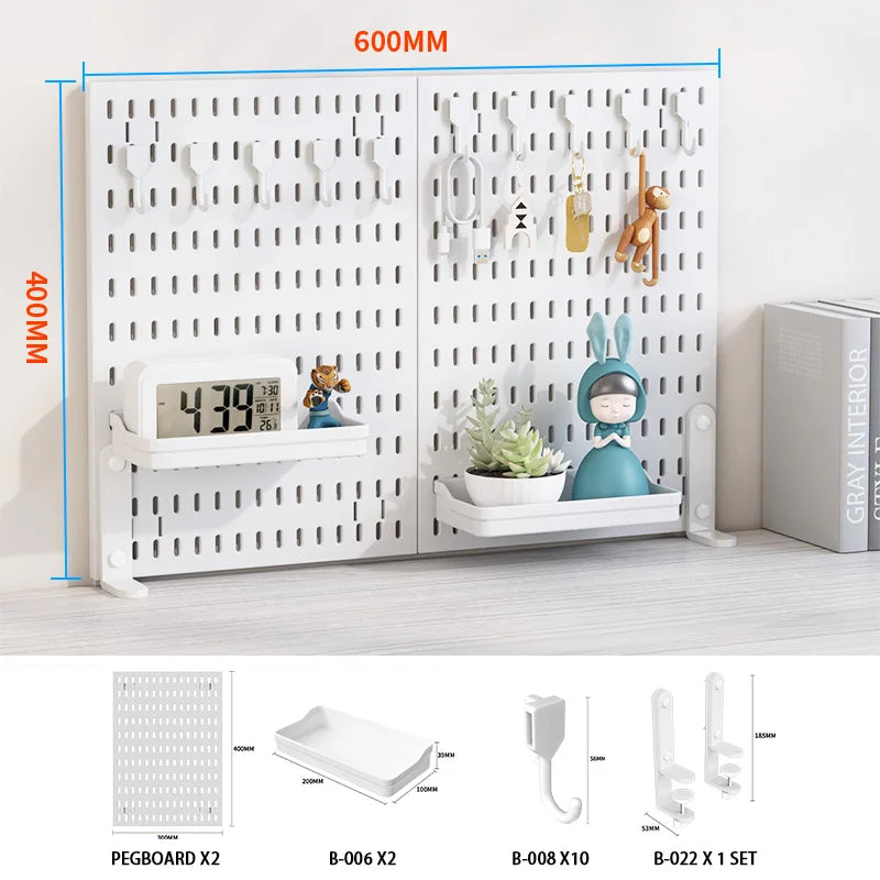 Home & Office Desktop Pegboard: Height-Adjustable Standing Storage Rack for Supplies, Also for Decorative Figurine Display - Nexvibe
