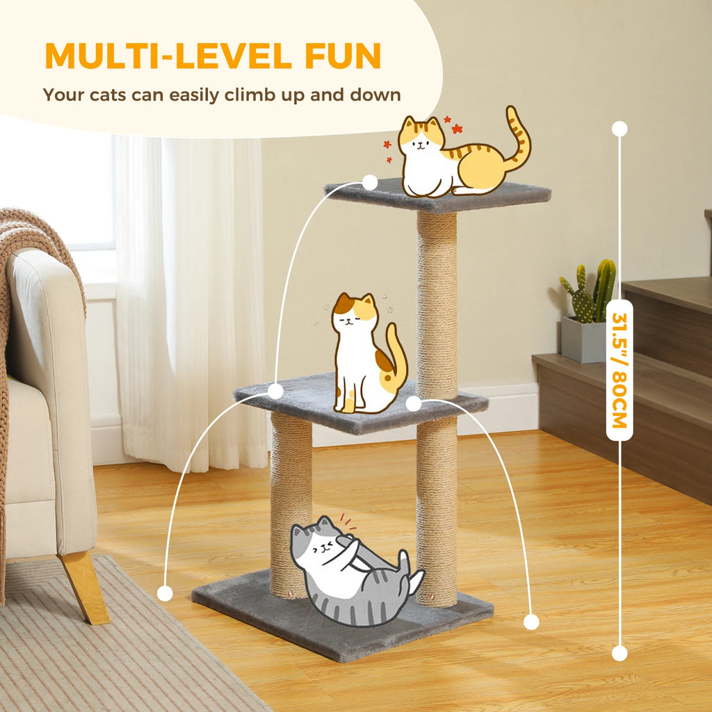 Cat Tree Cat Tower for Indoor Cats 2 Styles Cat Activity Tree with Cat Scratching Posts Big Hammock and Removable Top Perch Grey