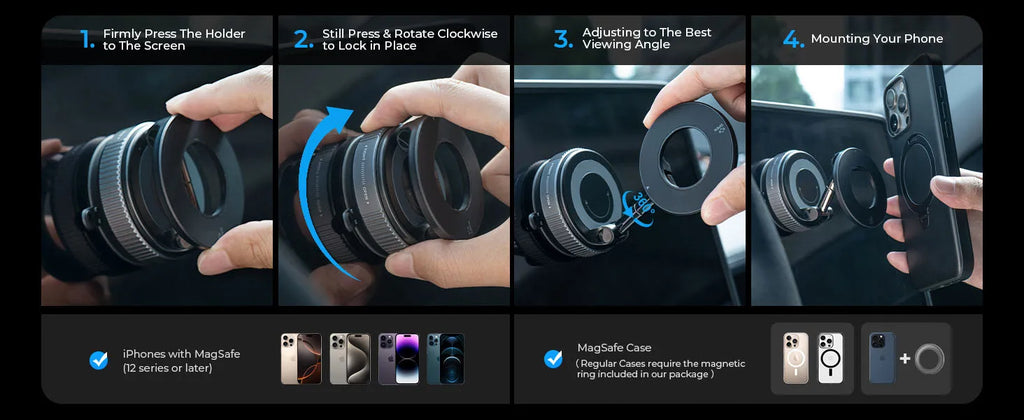360° Adjustable Rotating Folding Magnetic Phone Holder Vacuum Suction Mag Stand for Car Navigation Gym Kitchen - Universal GPS Streaming Bracket