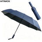 12 Bone Double Bones Black Glue Fully Automatic Umbrella, Rain & Sun Dual Use Three Fold, Sturdy Keel, UV Protection