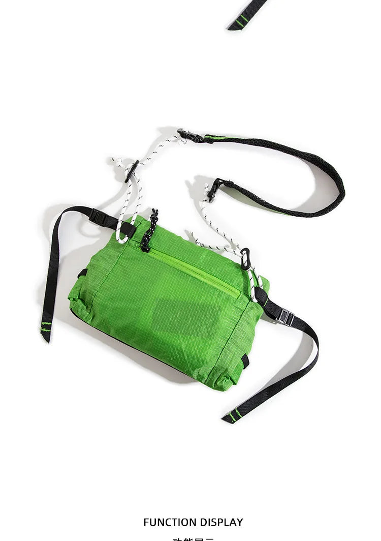 Outdoor Sports Crossbody Sling Bag Nylon Retro Waterproof Tear-Resistant for Cycling Running Hiking Outdoor Essentials