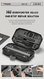 VMAN 156-in-1 Mini Electric Screwdriver Set Precision Repair Tools with Magnetic Phillips Screw Driver Bits for iPhone PC Watch Camera