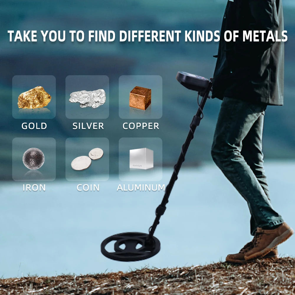 Professional Underground Metal Detector For Adults Waterproof Search Coil High Sensitivity Gold Silver Coin Treasure Hunter Adjustable Length Stem LCD Display Disc Mode Outdoor Beach Garden Archaeological Metal Detecting Equi