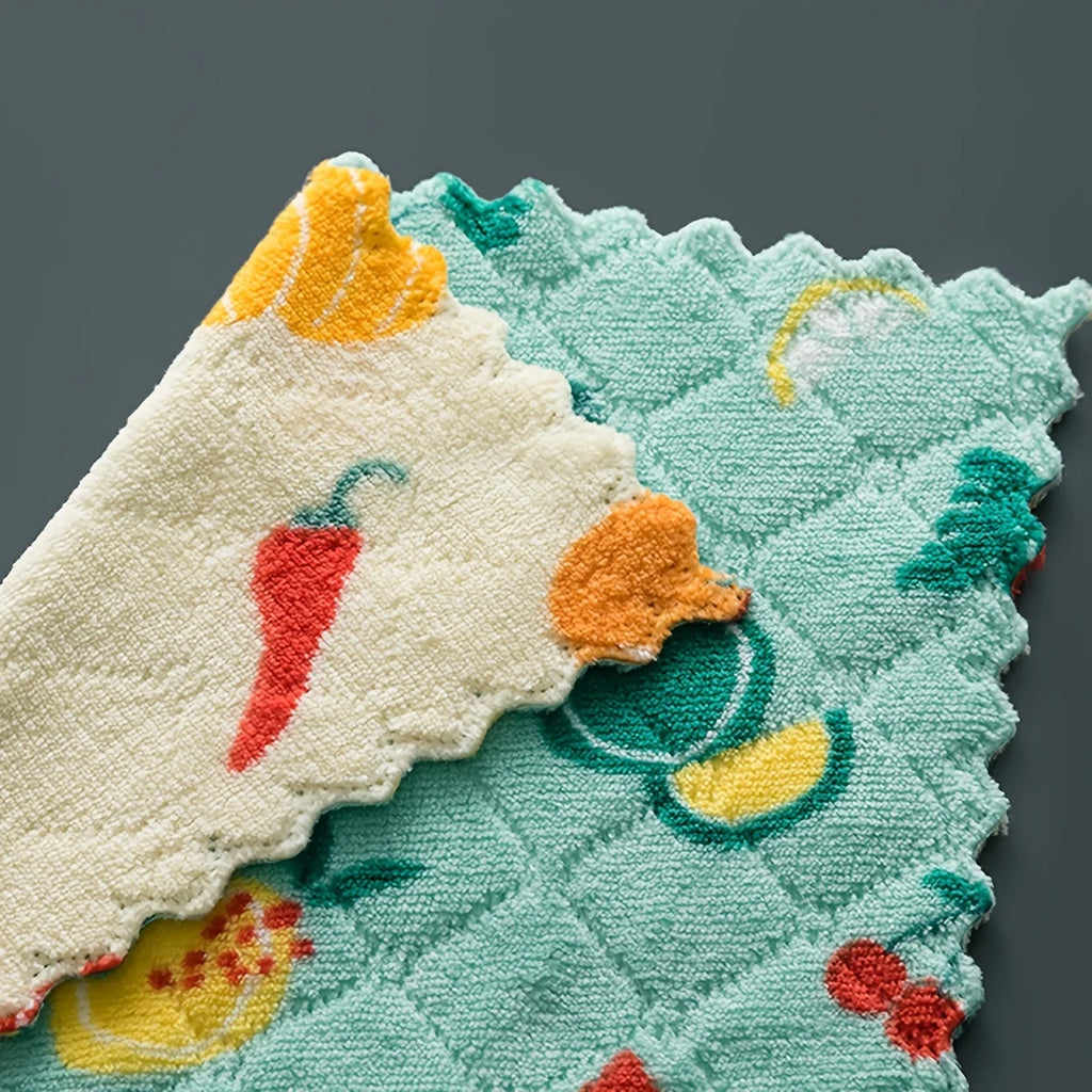 5Pcs Coral Fleece Dish Cloths, Absorbent Kitchen Cleaning Towels for Home