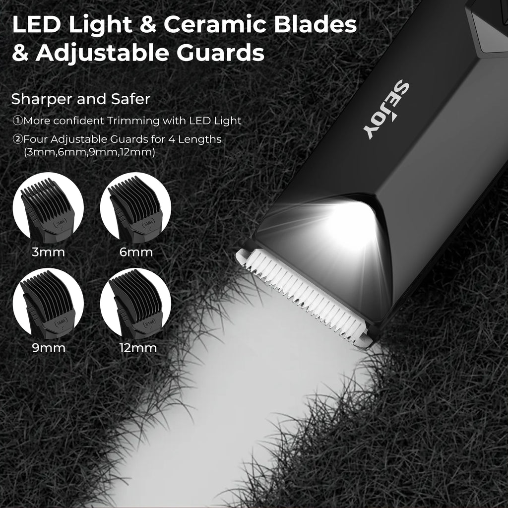 SEJOY Body Pubic Hair Trimmer for Men With Standing Recharge Dock,Balls Women Lady Shaver Hair Removal Bikini Trimmer