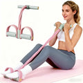 Pink 6-Tube Foot Pedal Resistance Band Space-Saving Figure Sculpting Tool Portable Home Fitness for Ab Core Back Shaping