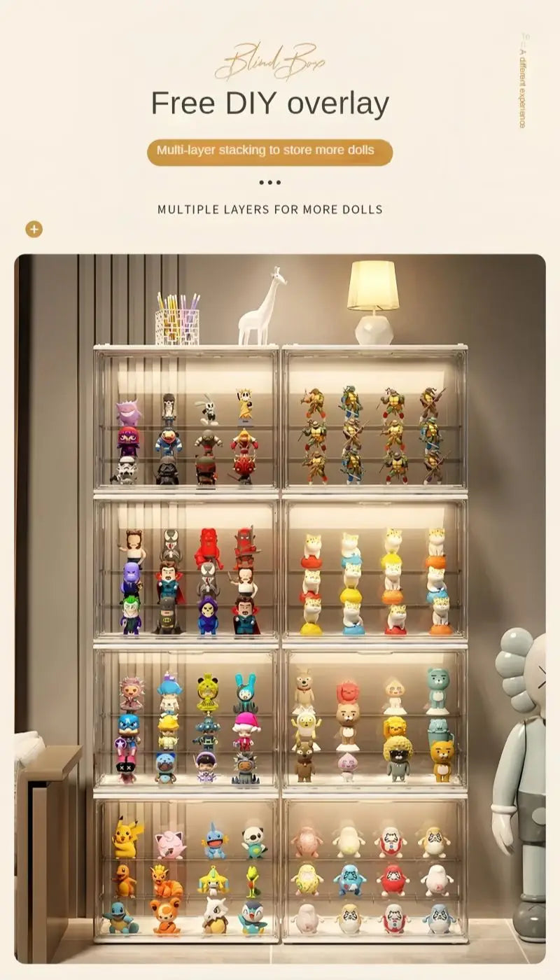 1pc Three Layer Acrylic Display Rack, Blind Box Storage Box,Llarge Capacity Dustproof,For POP MART,Doll,Handmade,Anime,Car Model