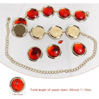 5 Pcs Women's Anime Cosplay Waist Belt Red Gems Belt Stone Chain for Halloween Costume Accessories