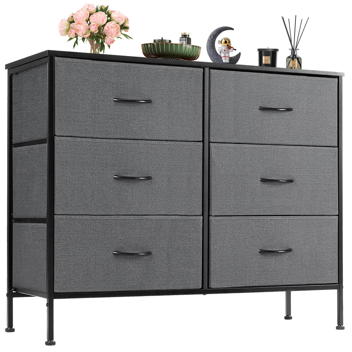 JHK 6 Fabric Cabinet For Living Room Drawers Beside Nightstand Tables Storage Closet Chest Clothes Display Of Furniture