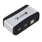 EU/US Plug USB Hub 7 Ports Splitter USB 2.0 Plug and Play Support 1.5/12/480Mbps with Power Adapter for PC Computer and Laptop