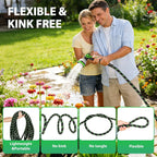 Upgraded Version of 100 Foot Non Retractable Garden Hose, Equipped with 10 Spray Mode Nozzles, lightweight and Flexible, anti Winding, with 3/4 inch Brass Joint, Explosion-Proof and Durable, Suitable for Outdoor Courtyards, L
