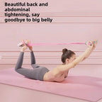 Pink 6-Tube Foot Pedal Resistance Band Space-Saving Figure Sculpting Tool Portable Home Fitness for Ab Core Back Shaping