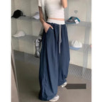 Y2K Black Striped Women Cargo Pants Korean Fashion Wide Leg Baggy Trousers Streetwear Autunm Harajuku Hip Hop Oversized Loose